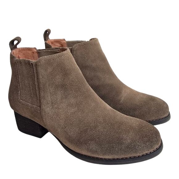 Size 8 Boots Jeffrey Campbell Warr Brown Suede Leather Ankle Boot Heeled Chelsea - Picture 1 of 10